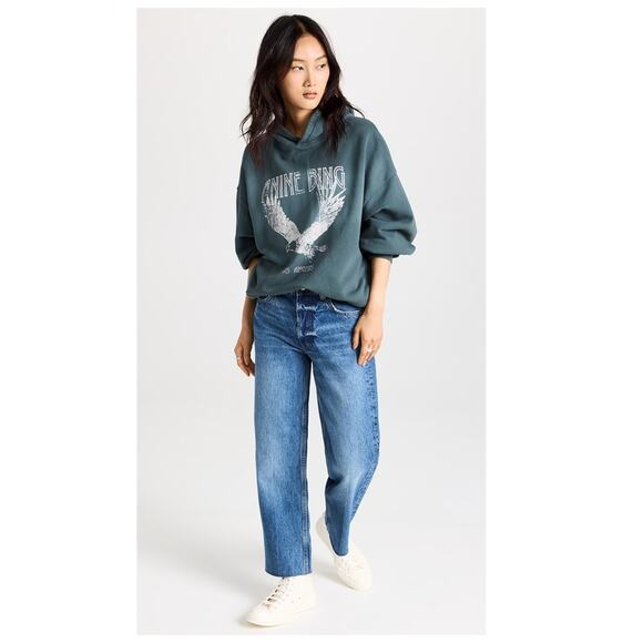 NWT Anine Bing Ash Hoodie Eagle - Faded Emerald Green Size XS - Picture 11 of 11